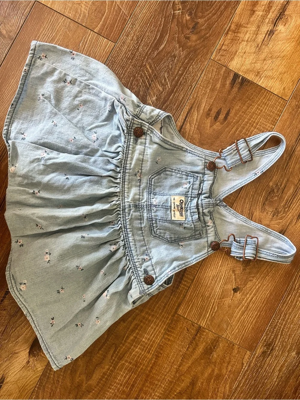 OshKosh B'gosh Light Blue Denim Floral Kids Overall Dress